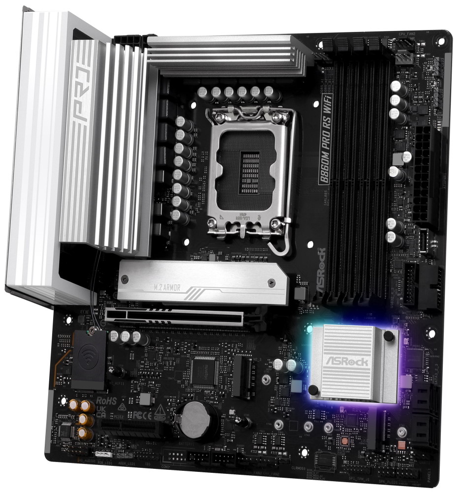 ASRock B860M Pro RS WiFi / Intel B860 / LGA1851 / 4x DDR5 / 3x M.2 / HDMI / DP / USB-C / WiFi / mATX